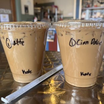 Grouchy John's Coffee - Iced latte (left) & cinnamon dolce (right) - Coffee & Tea Near Me - Las Vegas, Nevada Grouchy John's Coffee - Iced latte (left) & cinnamon dolce (right) - Coffee & Tea Near Me - Las Vegas, Nevada