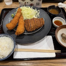 Surf & Turf Combination: Beef Tenderloin and Shrimp Katsu
