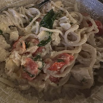 Isabella's Kitchen - Deb's Pasta (splited plate with my husband). It was served with spaghetti pasta, creamy sauce. So good! - Italian Near Me - Scottsdale, Arizona