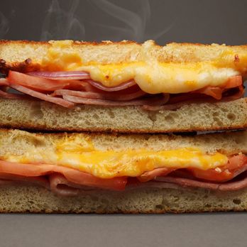 Melty - Ham & Swiss - Tender ham, Swiss and American cheese, tomatoes, and red onions. - Fast Food Near Me - Lehi, Utah Melty - Ham & Swiss - Tender ham, Swiss and American cheese, tomatoes, and red onions. - Fast Food Near Me - Lehi, Utah