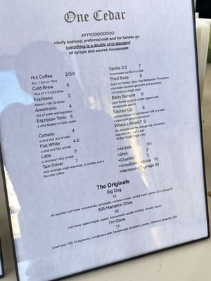 Menu photo 1 One Cedar Santa Monica, CA Menu photo 1 One Cedar Santa Monica, CA