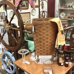 Antiques on Seventh - Old Market Basket wicker, with original newspaper dated Oct. 1945