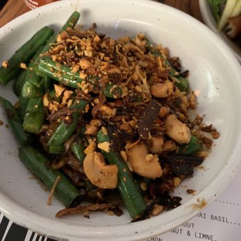 Chin Chin - Stir-fried green beans and shredded coconut, burnt chili, cashew sambal - Asian Fusion Near Me - Melbourne, VIC