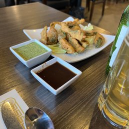 Chili Pakora with dipping sauces Chili Pakora with dipping sauces