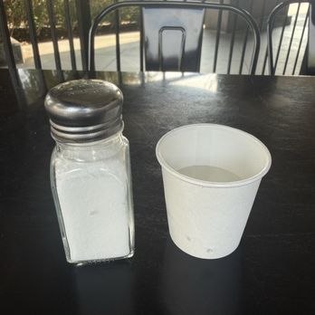 Kitch Cafe - For scale, water cups smaller than salt shakers...wouldn't be a problem if they refilled it constantly but no service - Breakfast & Brunch Near Me - Fullerton, California Kitch Cafe - For scale, water cups smaller than salt shakers...wouldn't be a problem if they refilled it constantly but no service - Breakfast & Brunch Near Me - Fullerton, California