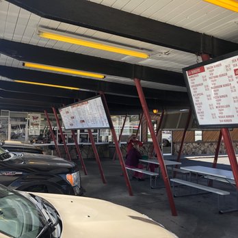 Red Baron Drive-In - Drive-in Canopy with the menu board. - Fast Food Near Me - Afton, Wyoming