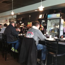 The bar area was popular place to sit.