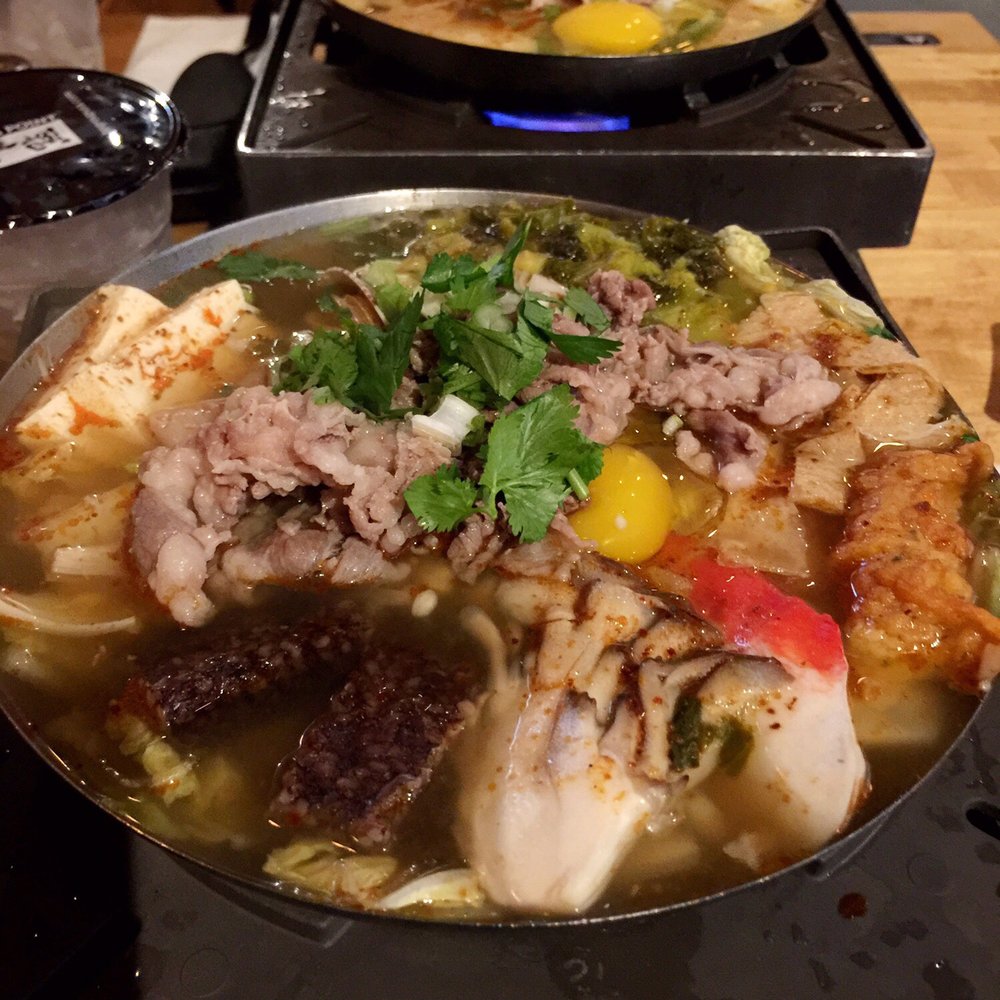 Boiling Point - #6 lamb hotpot; there's rice noodles and cabbage slices under all the delicious goodies and a side bowl of rice - Hot Pot Near Me - Fremont, California Boiling Point - #6 lamb hotpot; there's rice noodles and cabbage slices under all the delicious goodies and a side bowl of rice - Hot Pot Near Me - Fremont, California