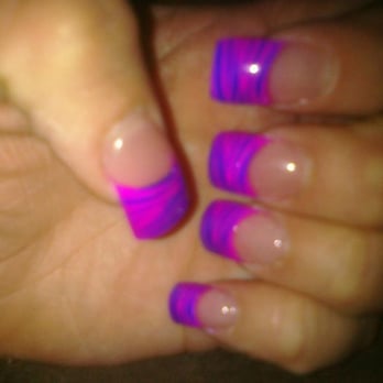 Hollywood Nails - Hot pink and blue zebra By Tammy - Nail Salons Near Me - Pleasant Hill, California