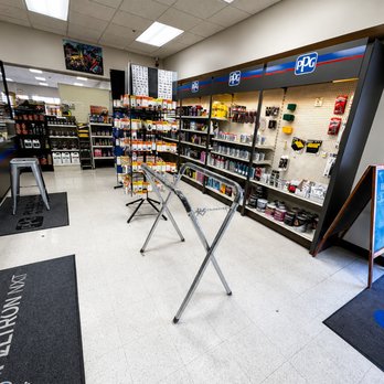 Gervic Auto Body Supply - Automotive paint and body supply store interior featuring organized shelves of PPG products, spray cans, tools, accessories, ... - Paint Stores Near Me - Middletown, New York Gervic Auto Body Supply - Automotive paint and body supply store interior featuring organized shelves of PPG products, spray cans, tools, accessories, ... - Paint Stores Near Me - Middletown, New York