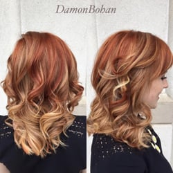 Damon's Design Team - These Red-Orange Lowlights and Bright Summer Highlights compliment each other perfectly!...