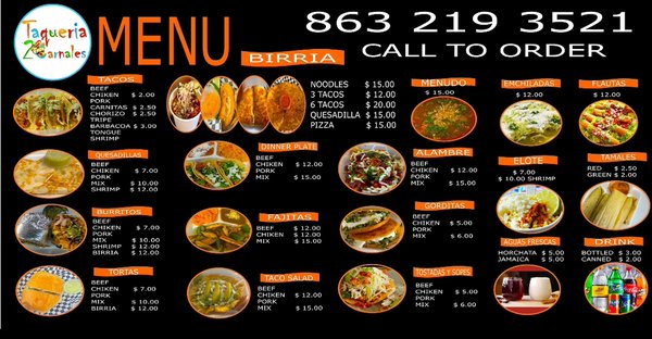 Menu photo 4 Taqueria 2 Carnales Frostproof, FL