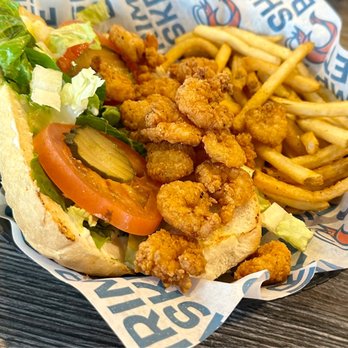 Shrimp Basket - Shrimp poboy (fully dressed) with French fries - Seafood Near Me - Gulfport, Mississippi