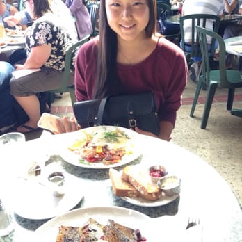 Plums Cafe - Salmon hash and pumpkin bread pudding toast with my beaut friend :) - Breakfast & Brunch Near Me - Costa Mesa, California