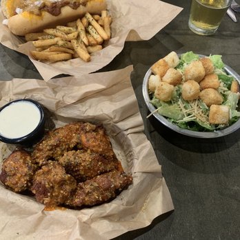 Parkside Public - Wings, chili dog fries and Caesar side - Burgers Near Me - Rogers, Arkansas