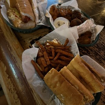 Cajun Mike's Pub & Grub - Alligator Sausage Po' Boy, Sampler, and pork Po' Boy with Sweet Potato Fries! - Cajun/Creole Near Me - New Orleans, Louisiana Cajun Mike's Pub & Grub - Alligator Sausage Po' Boy, Sampler, and pork Po' Boy with Sweet Potato Fries! - Cajun/Creole Near Me - New Orleans, Louisiana