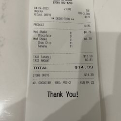 Arctic Circle Restaurant - $14.39 for 2 shakes are you kidding me!