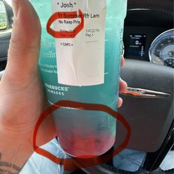 Starbucks - Starbucks refresher with pearls.  it's supposed to not have pearls. Unhappy. Perturbed.