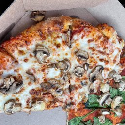 Not so extra mushrooms, very apparent on the side without cheese. Not so extra mushrooms, very apparent on the side without cheese.