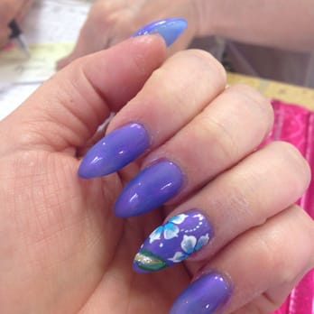 Sunny's Nails Spa - This is the set of pointy/talon nails. Design beautifully hand painted. Nail polish color is from my collection, from Julep - Nail Salons Near Me - Palmdale, California