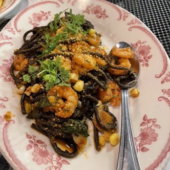 Barbuzzo - Tonnarelli Nero - squid ink pasta with rock shrimp - Mediterranean Near Me - Philadelphia, Pennsylvania