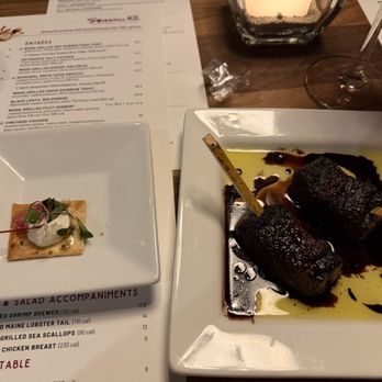 Seasons 52 - Wood-Grilled Kona-Crusted Lamb Loin - New American Near Me - Rancho Cucamonga, California Seasons 52 - Wood-Grilled Kona-Crusted Lamb Loin - New American Near Me - Rancho Cucamonga, California
