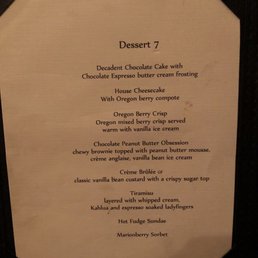Dessert Menu Dessert Menu