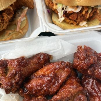 Flamin Feathers - Bbq Wings (6 Pieces) and Flamin Hot Chicken Sandwich - Chicken Shop Near Me - Lewis Center, Ohio Flamin Feathers - Bbq Wings (6 Pieces) and Flamin Hot Chicken Sandwich - Chicken Shop Near Me - Lewis Center, Ohio