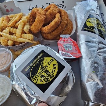 Brooklyn Beef N’ Cheese - French fries, onion rings, bacon cheeseburger, and chopped cheese sandwich - Cheesesteaks Near Me - Brooklyn, New York
