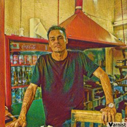 Gourmet Hamburger - Samuel Edery, known affectionately as Sammy, gourmet hamburger chef, in a rare moment of standing still.