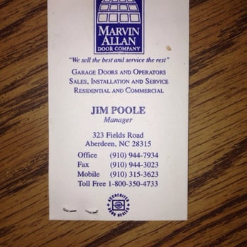 Marvin Allan Door Company - This is their business card showing what kind of services they offer where they're located. - Garage Door Services Near Me Marvin Allan Door Company - This is their business card showing what kind of services they offer where they're located. - Garage Door Services Near Me