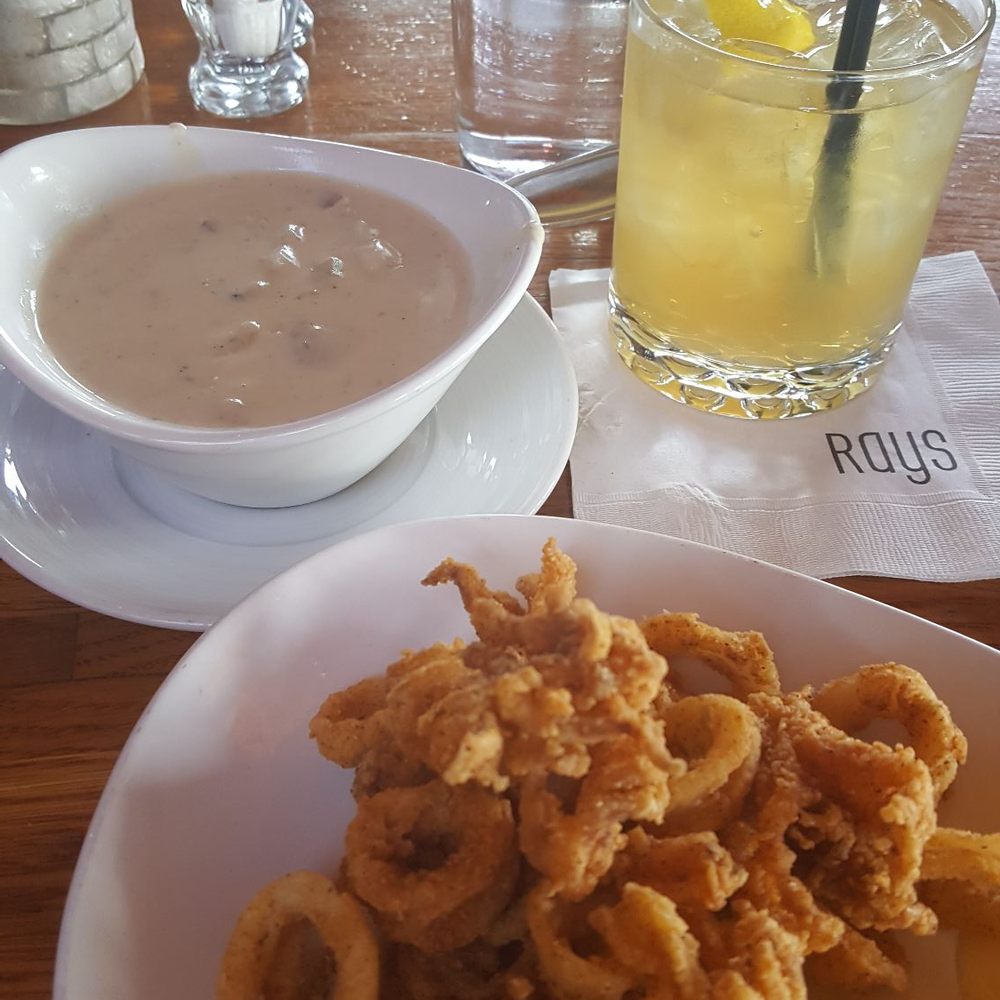 Ray's Café - HH Bourbon Buck cocktail, calamari, and clam chowder (4/9/18) - Seafood Near Me - Seattle, Washington Ray's Café - HH Bourbon Buck cocktail, calamari, and clam chowder (4/9/18) - Seafood Near Me - Seattle, Washington
