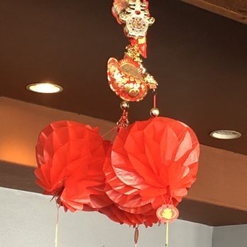 Dynasty - two red paper lanterns hanging from the ceiling - Chinese Near Me - Big Bear Lake, California