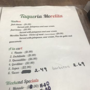 Taqueria Morelita - Menu - Mexican Near Me - Denton, Texas