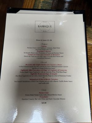 Menu photo 5 Barrique Venice, CA