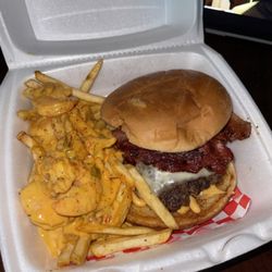 Pardi’s - Bacon Cheese Burger with bayou fries.