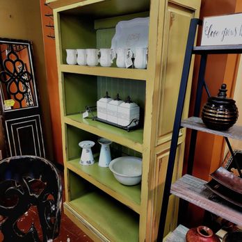 Classic Home Decor Consignment - Distressed open faced hutch bookcase.
48"W x 17.5"D x 75"H - Furniture Stores Near Me - Pelham, Alabama