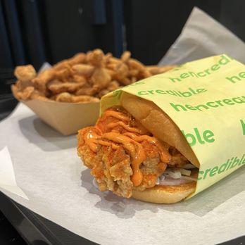 Hencredible - Mild Korean Fried Chicken Sandwich & Mushroom Fries - Sandwiches Near Me - Las Vegas, Nevada