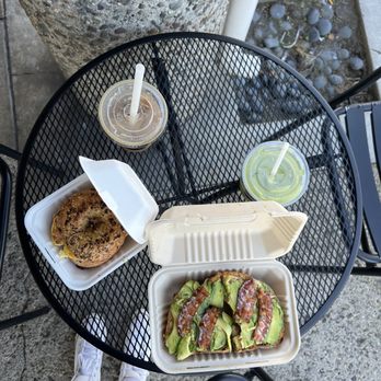 Blk Dot Coffee - B.E.C. , Hot Honey Avocado Toast, Iced VTM Tiger, and Iced VTMatcha - Coffee & Tea Near Me - Long Beach, California