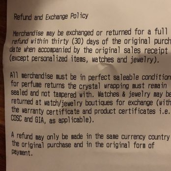 Louis Vuitton Brookfield Place - A copy of the return policy. No where does it say it won't issue refunds for "used" but mint condition bag. - Leather Goods Near Me - New York, New York