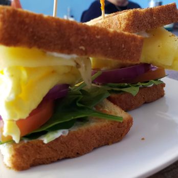 The Bagel Box - Cali Breakfast Sandwich, on sourdough or a bagel, w/eggs, cheese, bacon, avocado, tomatoes, spinach and sprouts & a flavored cream cheese. - Bagels Near Me - Show Low, Arizona