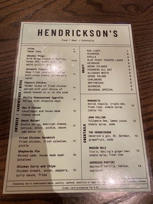 Menu photo 1 Hendrickson’s New York, NY