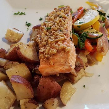 Copper Kettle - Walnut crusted salmon with red potatoes and seasonal veg - Burgers Near Me - Dubuque, Iowa