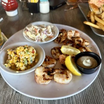 Dockside Waterfront Grill - Shrimp Dinner with coleslaw and corn salad. - Seafood Near Me - Venice, Florida