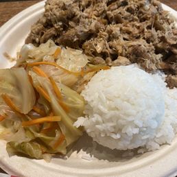 Kalua pork, cabbage, white rice