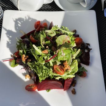 Solano Junction - Mixed greens salad with beets, walnuts, and yogurt dressing on the side. Perfect balance of fresh ingredients. - Breakfast & Brunch Near Me - Albany, California Solano Junction - Mixed greens salad with beets, walnuts, and yogurt dressing on the side. Perfect balance of fresh ingredients. - Breakfast & Brunch Near Me - Albany, California