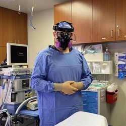 Jay K. Lee, DDS, MD - Dr. Kupferman in all his protective equipment including P100 mask