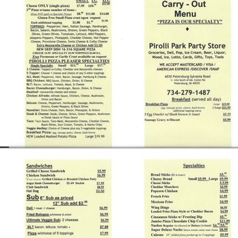 Pirolli Park Party Store - the menu - Convenience Stores Near Me - Petersburg, Michigan Pirolli Park Party Store - the menu - Convenience Stores Near Me - Petersburg, Michigan