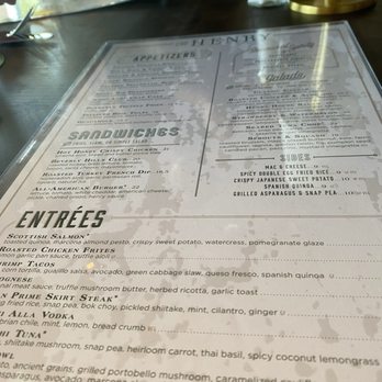 The Henry - Menu - New American Near Me - Phoenix, Arizona