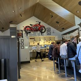 Motorcycles on walls looks cool!